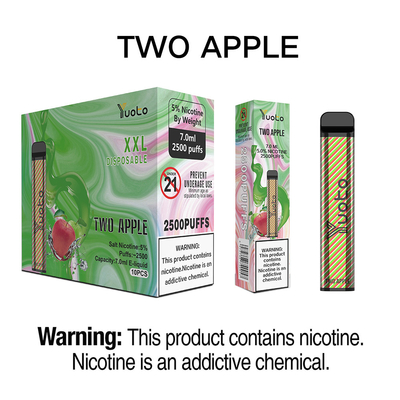 Nước ép Yuoto dùng một lần lâu nhất E Cig XXL 2500 Puffs Double Apple 50mg 7ml