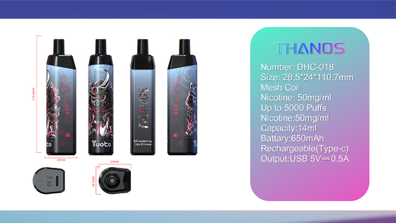 2022 Hàng Mới Về Thuốc Lá Điện Tử Vape Dùng Một Lần 14ml Pin E-Liquid 650MAh Băng Nho Cho Nhà Phân Phối Puff