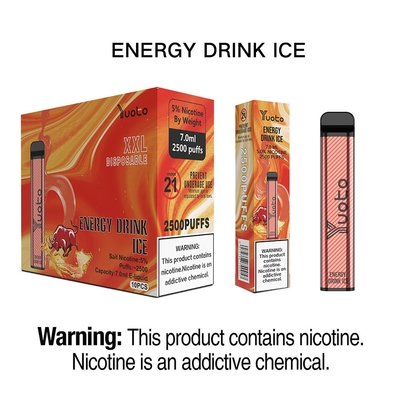 Yuoto XXL 2500 Puffs vape dùng một lần phổ biến nhất Nước tăng lực Ice 7ml 1200mAh 5%