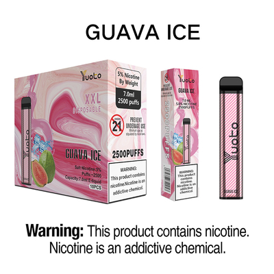 Thuốc Lá Điện Tử Tốt Nhất 2022 Yuoto XXL 2500 Puffs Guava Ice non rechageable Pin 1200mAh