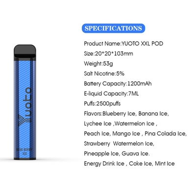 Thuốc lá điện tử dùng một lần Yuoto bán chạy nhất XXL 2500 Puffs Shisha Pen Mouse Chef 50mg Nicotine