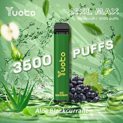 Aloe blackcurrant hương vị Yuoto xxl Max 3500 Puffs Thanh xịt Vape dùng một lần Lưới cuộn Bề mặt da 9ml