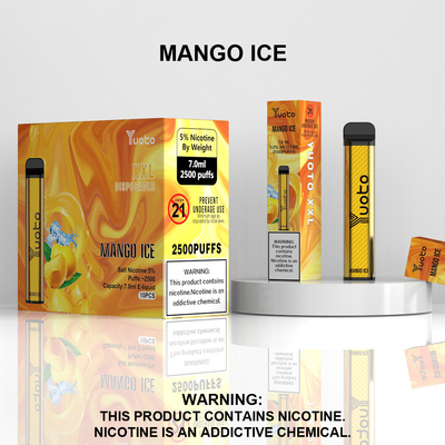 Yuoto xxl 2500 Puffs Vape Pod dùng một lần Hương vị đá Mango 7ml Pin Ejuice 1200mAh từ Nhà máy Trung Quốc