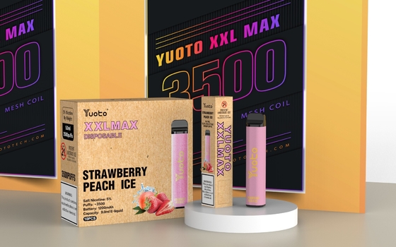 Hương vị dâu đào Yuoto XXL Max 3500 Puffs Electric Vape Pen với cuộn lưới