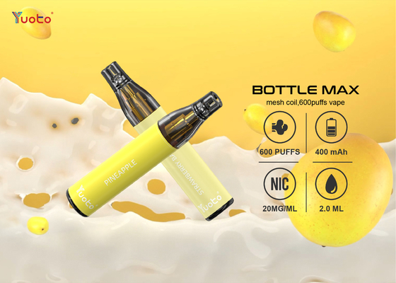 Nicotine Salt Hương vị trái cây Yuoto Vape dùng một lần, 600 Puffs E cig Pen