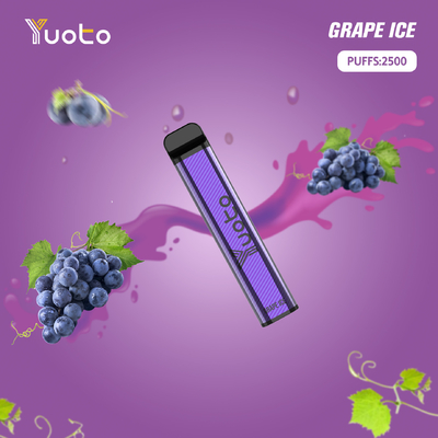Yuoto 2500 Puffs Flavors Vaporizer Pen Kit 23 hương vị Pin 5% 1200 mAh Mongo Ice dùng một lần Phổ biến ở Ấn Độ