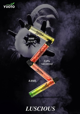 Trung Quốc Mỹ Anh Ả Rập Saudi Phổ biến Vape Yuoto Luscious 3000 Puffs 8ml Vape dùng một lần 5% muối nicotin