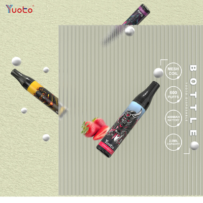 600 Puffs Vape Chai 2% Nic 2ml 400mAh Lưới cuộn Vape Thuốc lá hương vị trái cây dùng một lần