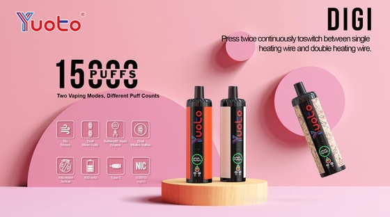 Một lần sử dụng Vape nhựa AL 850mAh 15000 puffs Điều chỉnh dòng không khí 23 hương vị DualMesh Coil