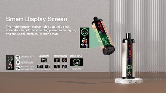 YUOTO Vape dùng một lần nhựa AL DualMesh Coil 15000 puffs 850mAh Điều chỉnh lưu lượng không khí 23 hương vị