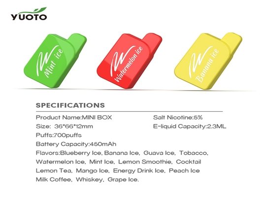 15 hương vị 700 Puffs Vape 2.3ML E Dung tích nước trái cây Chứng chỉ EMC ROHS