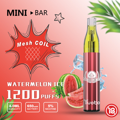 YUOTO Minibar 1200 Puff Vape 15 Flavor E Juice dùng một lần Pin 4.0ml 650mAh
