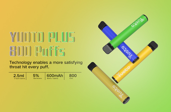 Yuoto 800 Puffs Vape với 11 hương vị Khu vực Origal 2.5 ML Dung tích nước trái cây
