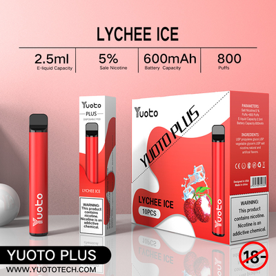 Yuoto 800 Puffs Vape với 11 hương vị Khu vực Origal 2.5 ML Dung tích nước trái cây