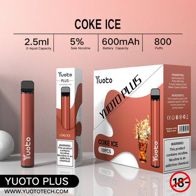 Yuoto 800 Puffs Vape với 11 hương vị Khu vực Origal 2.5 ML Dung tích nước trái cây