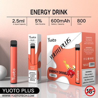 Yuoto 800 Puffs Vape với 11 hương vị Khu vực Origal 2.5 ML Dung tích nước trái cây