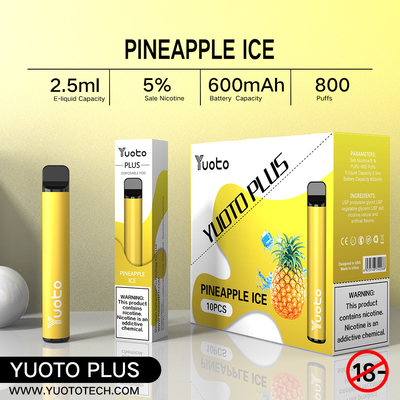 Yuoto 800 Puffs Vape với 11 hương vị Khu vực Origal 2.5 ML Dung tích nước trái cây