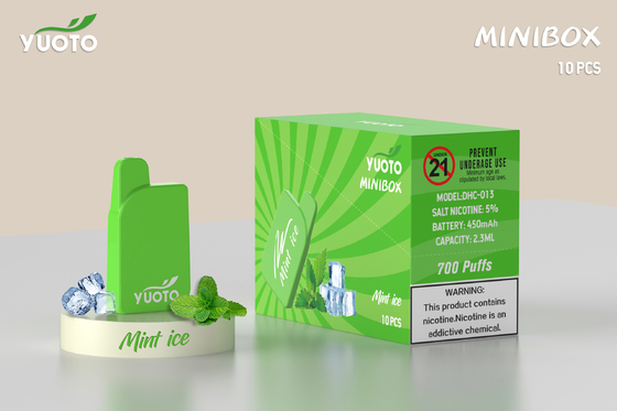 Sản phẩm Yuoto TPD 700 Puffs Mini Box Vape dùng một lần 15 Hương nước trái cây 2.0ml Nicotine 2% pin 450mAh