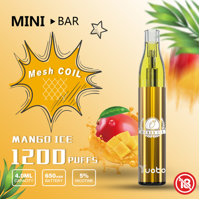 MiniBar 1200 Puff Yuoto Vape dùng một lần 15flavor E-Juice 4.0ml Pin 650mAh