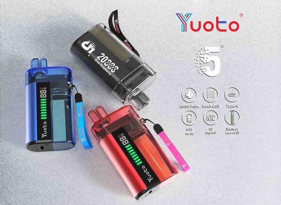 Vape dùng một lần YUOTO với luồng khí có thể điều chỉnh, dung lượng pin 850mAh và công suất 10-12W