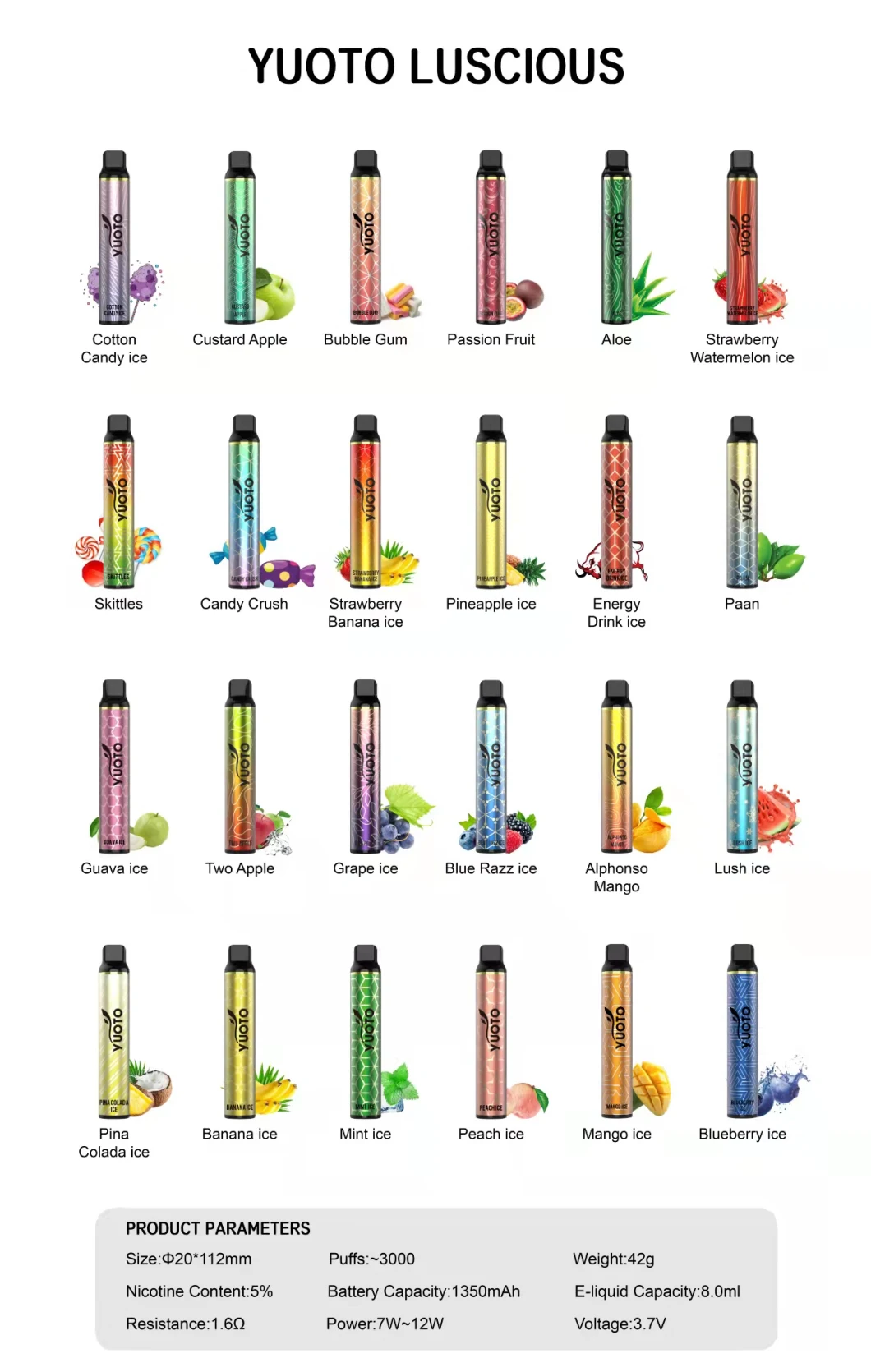 Manufacturer Yuoto Luscious 3000 Puffs Wholesale Disposable Vape Pen Pod Vaporizer Nicotine Electronic Cigarette